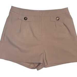 tailored high-waisted shorts in a light beige khaki shade large HAVE LA